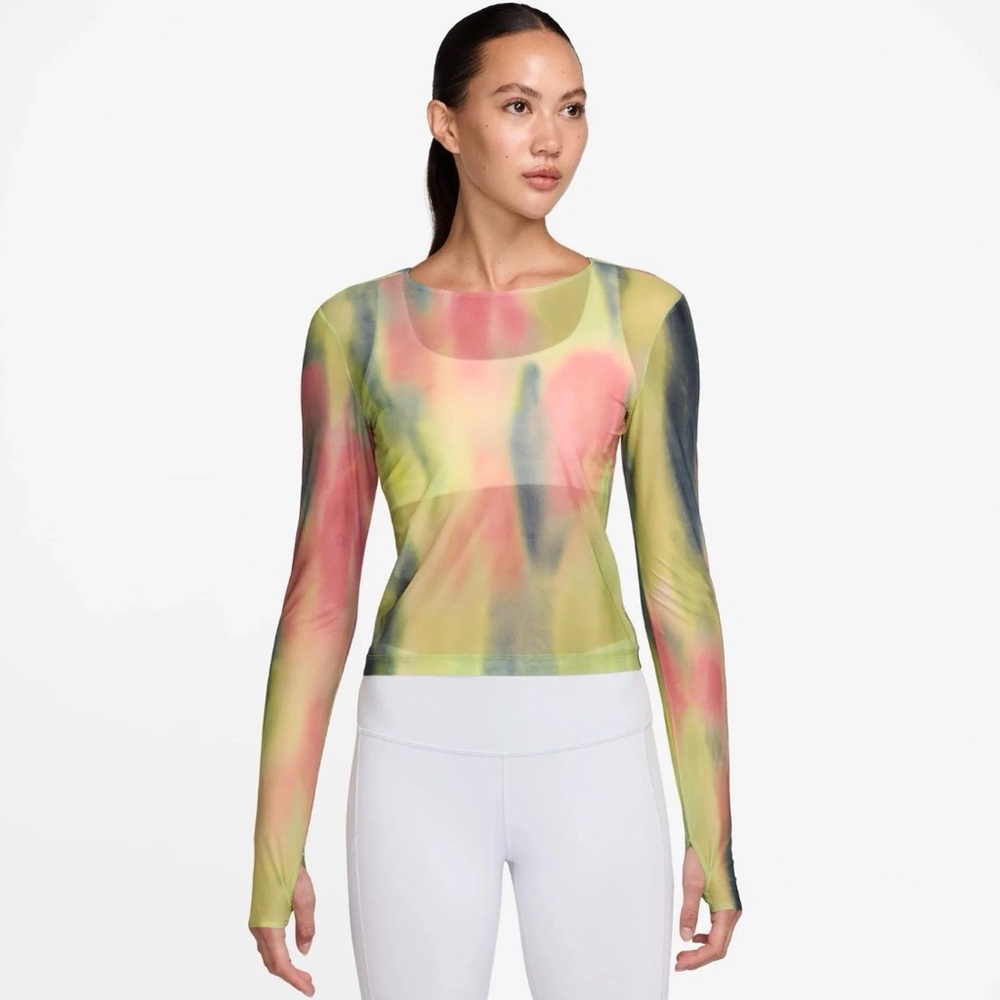 NWT! Nike Sheer Printed Womens Artist Collection Dri Fit Mesh Long Sleeve Top